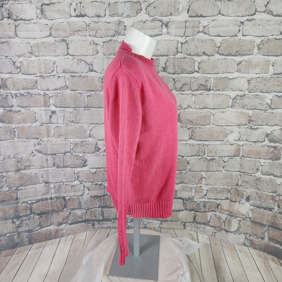 Vintage 90s Y2K Bermuda Mock Neck Cotton Sweater Hot Pink Size Medium Gossipgirl - Picture 7 of 10